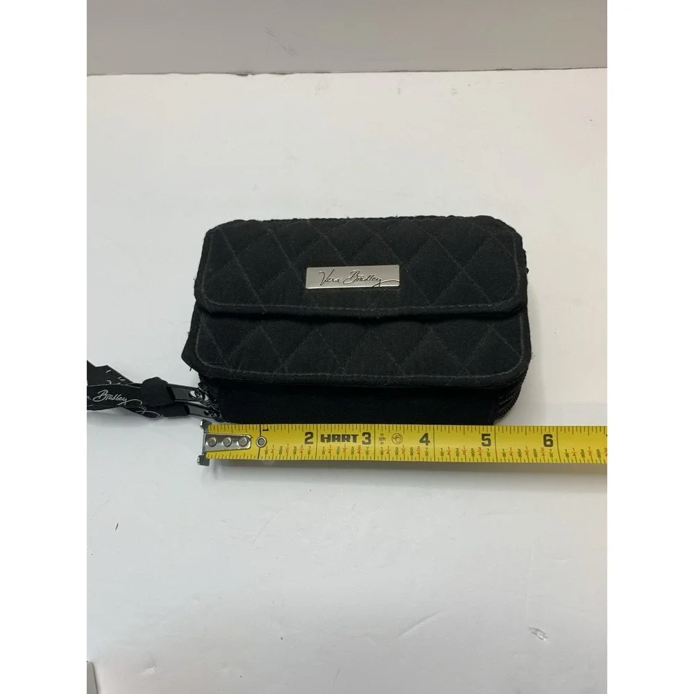 Vera‎ Bradley Women's Black Quilted Convertible Zip-Around Wallet NO STRAP